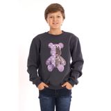 Zepkids Ayıcık Baskılı Füme Renk Erkek Çocuk Sweatshirt, 7-8 Yaş