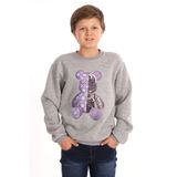 Zepkids Ayıcık Baskılı Gri Erkek Çocuk Sweatshirt, 8-9 Yaş