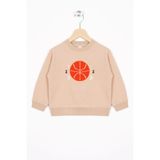 Zepkids Basket Topu Nakışlı Erkek Çocuk Sweatshirt, Bej, 2-3 Yaş