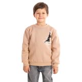 zepkids Basketball Baskılı Erkek Çocuk Sweatshirt, Vizon, 10-11 Yaş
