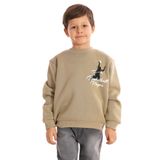 Zepkids Basketball Baskılı Erkek Çocuk Sweatshirt, Yeşil, 8-9 Yaş