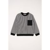 Zepkids Bisiklet Yaka Tek Cepli Çizgili Erkek Çocuk Sweatshirt, Siyah, 9-10 Yaş