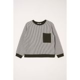 Zepkids Bisiklet Yaka Tek Cepli Çizgili Haki Erkek Çocuk Sweatshirt, 10-11 Yaş