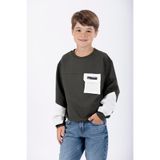 Zepkids Bisiklet Yaka Uzun Kol Cep Detaylı Sweatshirt, Haki, 9-10 Yaş, Erkek Çocuk