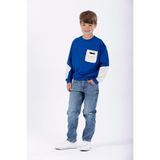 Zepkids Bisiklet Yaka Uzun Kol Cep Detaylı Sweatshirt, Saks, 6-7 Yaş, Erkek Çocuk