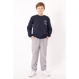 zepkids Bisiklet Yaka Uzun Kol Yazı Baskılı Erkek Çocuk Sweatshirt, Lacivert, 10-11 Yaş