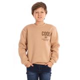 zepkids Cool Boy Baskılı Erkek Çocuk Sweatshirt, Bej, 8-9 Yaş