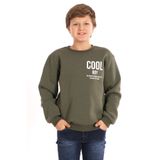 Zepkids Cool Boy Baskılı Haki Renk Erkek Çocuk Sweatshirt, 10-11 Yaş