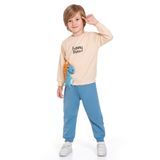 zepkids Dinozor Figürlü Yazı Baskılı Erkek Çocuk Sweatshirt, Mavi, 18-24 Ay