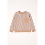 zepkids Erkek Çocuk Bisiklet Yaka Tek Cepli Çizgili Sweatshirt, Vizon, 8-9 Yaş