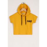 Zepkids Erkek Çocuk Kapüşonlu Kısa Kol Sweatshirt, Game Baskılı, Hardal, 24-36 Ay