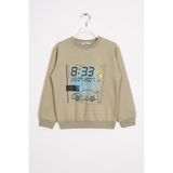 Zepkids Erkek Çocuk Sweatshirt, Bisiklet Yaka, Araba Baskılı, Haki, 7-8 Yaş