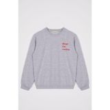 Zepkids Erkek Çocuk Sweatshirt, Bisiklet Yaka, Uzun Kol, Yazı Baskılı, Gri, 12-13 Yaş