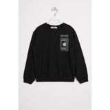 Zepkids Erkek Çocuk Sweatshirt, Dijital Baskı Detaylı, Siyah, 7-8 Yaş