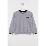 zepkids Erkek Çocuk Sweatshirt, Yakası ve Kolları Garnili, Gri, 7-8 Yaş