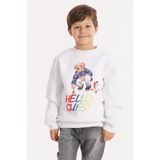 Zepkids Hello Guest Baskılı Beyaz Erkek Çocuk Sweatshirt, 8-9 Yaş