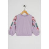 Zepkids Kız Çocuk Lila Renkli Kolları Çiçek Baskılı Sweatshirt - 2 - 3 Yaş