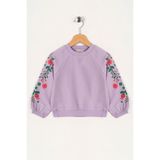 Zepkids Kız Çocuk Lila Renkli Reglan Kol Çiçek Baskılı Sweatshirt - 6 Yaş