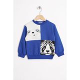 Zepkids Tembel Hayvan Figürlü Erkek Çocuk Sweatshirt, Saks Renk, 4-5 Yaş