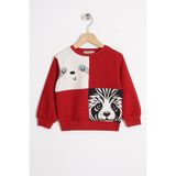 zepkids Tembel Hayvan Figürlü Kırmızı Erkek Çocuk Sweatshirt, 2-3 Yaş