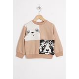 Zepkids Tembel Hayvan Figürlü Vizon Renk Erkek Çocuk Sweatshirt, 4-5 Yaş