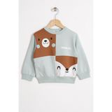 Zepkids Tilki ve Ayı Figurlu Bisiklet Yaka Mint Renk Erkek Çocuk Sweatshirt, 2-3 Yaş