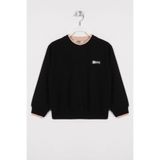 Zepkids Yakası Kaşkorse Detaylı Siyah Erkek Çocuk Sweatshirt, 7-8 Yaş