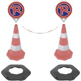 Zeplin 70 cm Ağırlıklı Park Yapılmaz Seti (2 Adet Park Yapılmaz Levhası + 2 Adet 70 cm Koni +2 Metre 8mm Plastik Zincir) - 1