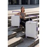 Zeplin Boxy Pc Policarbon 2'li Valiz Seti (Kabin ve Orta) Beyaz-Mor - Beyaz - Mor