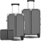 Zeplin Joya Pc Policarbon 3'lü Valiz Seti (Kabin Orta ve Makyaj) Silver - Silver Grey