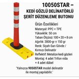 Zeplin Kedi Gözlü Delinatörlü Şerit Düzenleme Buton 50 cm - 50 CM TPE KIRMIZI