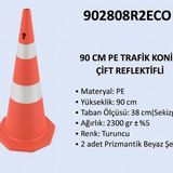 Zeplin Pe Trafik Konisi | Çift Reflektifli – 90CM - YOK