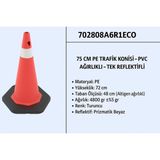 Zeplin Pe Trafik Konisi | Pvc Ağırlıklı – Tek Reflektifli– 75 cm - YOK