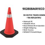 Zeplin Pe Trafik Konisi | Pvc Ağırlıklı – Tek Reflektifli – 90 cm - YOK