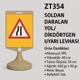 Zeplin Soldan Daralan Yol/dikdörtgen Uyarı Levhası - yok