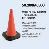 Zeplin Trafik Konisi | Pvc Ağırlıklı – Reflektifsiz 50 cm Pe - yok