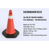 Zeplin Trafik Konisi | Pvc Ağırlıklı – Tek Reflektifli -50 cm Pe - yok