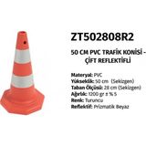 Zeplin ZT502808R2 – 50 cm Pvc Trafik Konisi – Çift Reflektifli - -