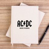 Zepplin Giyim Ac Dc Back In Black Çizgisiz Kanvas Defter Çizgisiz - Krem - 14x21 cm