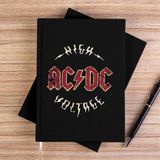 Zepplin Giyim Ac Dc Logo Vintage Siyah Çizgisiz Kanvas Defter Çizgisiz - 14x21 cm
