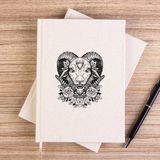 Zepplin Giyim Baphomet Flowers Çizgisiz Kanvas Defter Çizgisiz - Krem - 14x21 cm