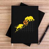 Zepplin Giyim Bitcoin Kripto Para Ayı ve Boğa Siyah Kanvas Defter Çizgisiz - 14x21 cm