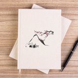Zepplin Giyim Black Chinese Houses Scenery Çizgisiz Kanvas Defter Çizgisiz - Krem - 14x21 cm