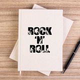 Zepplin Giyim Black Rock 'n' Roll Text Çizgisiz Kanvas Defter Çizgisiz - Krem - 14x21 cm