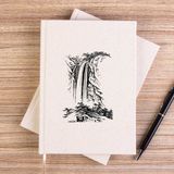 Zepplin Giyim Black Siluet Of Waterfall Çizgisiz Kanvas Defter Çizgisiz - Krem - 14x21 cm