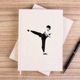 Zepplin Giyim Bruce Lee Kick Deffense Çizgisiz Kanvas Defter Çizgisiz - Krem - 14x21 cm