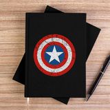 Zepplin Giyim Captain America Sheild Siyah Kanvas Defter Çizgisiz - 14x21 cm