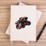 Zepplin Giyim Cartoon Monster Truck Çizgisiz Kanvas Defter Çizgisiz - Krem - 14x21 cm