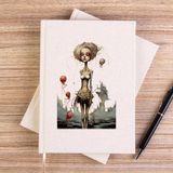 Zepplin Giyim Cartoonish Outer Unhappiness Çizgisiz Kanvas Defter Çizgisiz - Krem - 14x21 cm