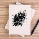 Zepplin Giyim Cartoonish Travelling Black Car Çizgisiz Kanvas Defter Çizgisiz - Krem - 14x21 cm